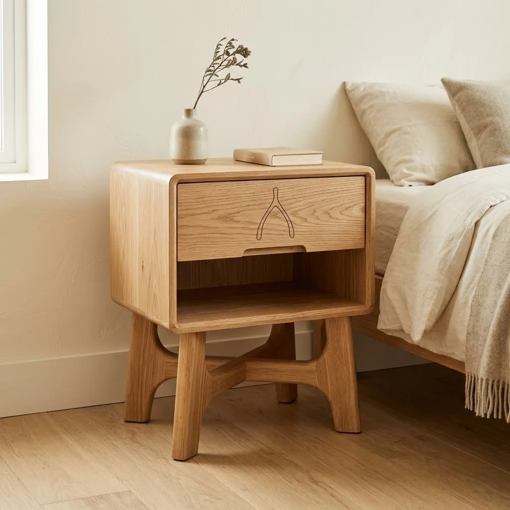 Wooden Nightstand Wishbone Home Decor